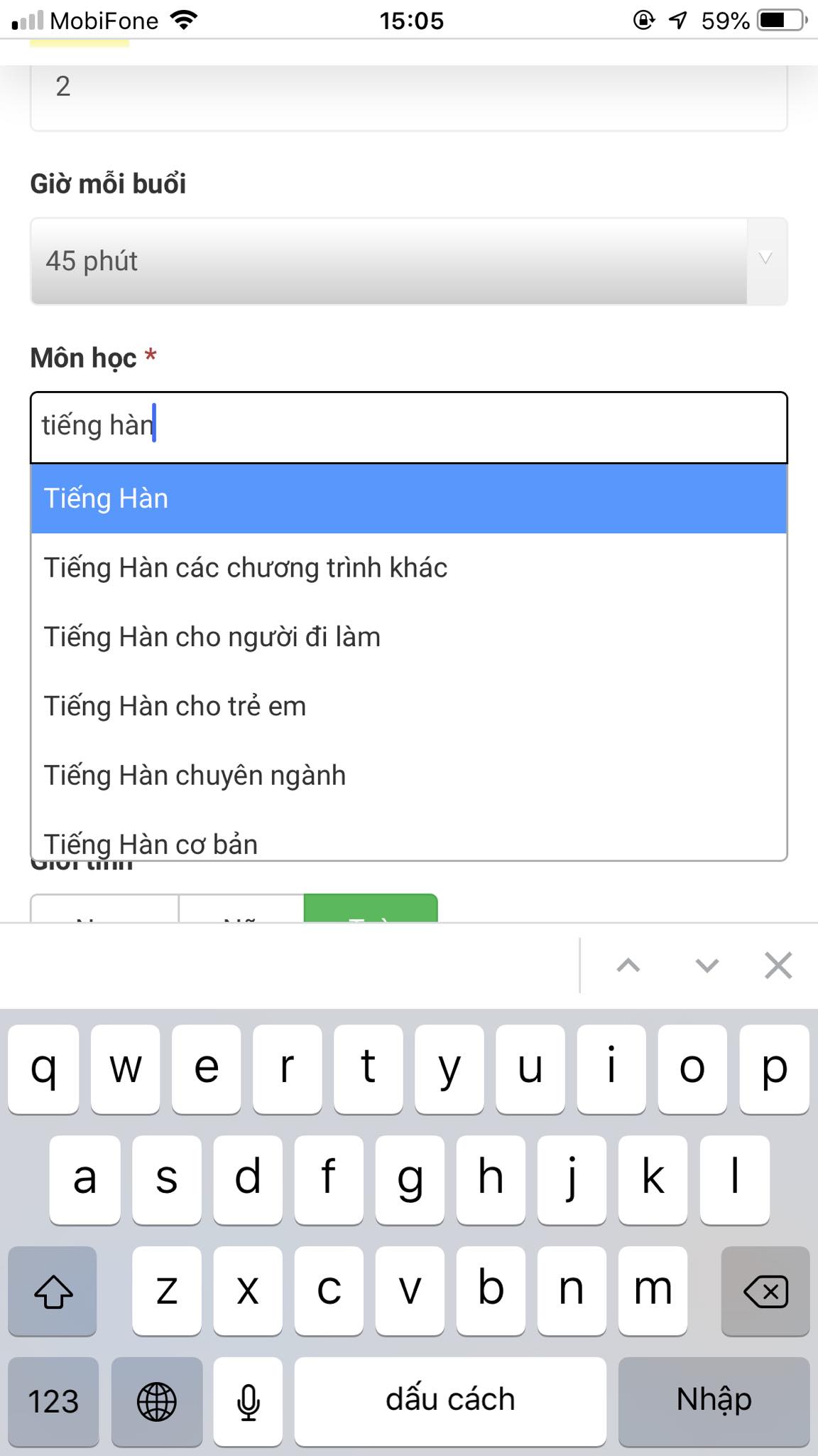 Học phí tiếng Hàn